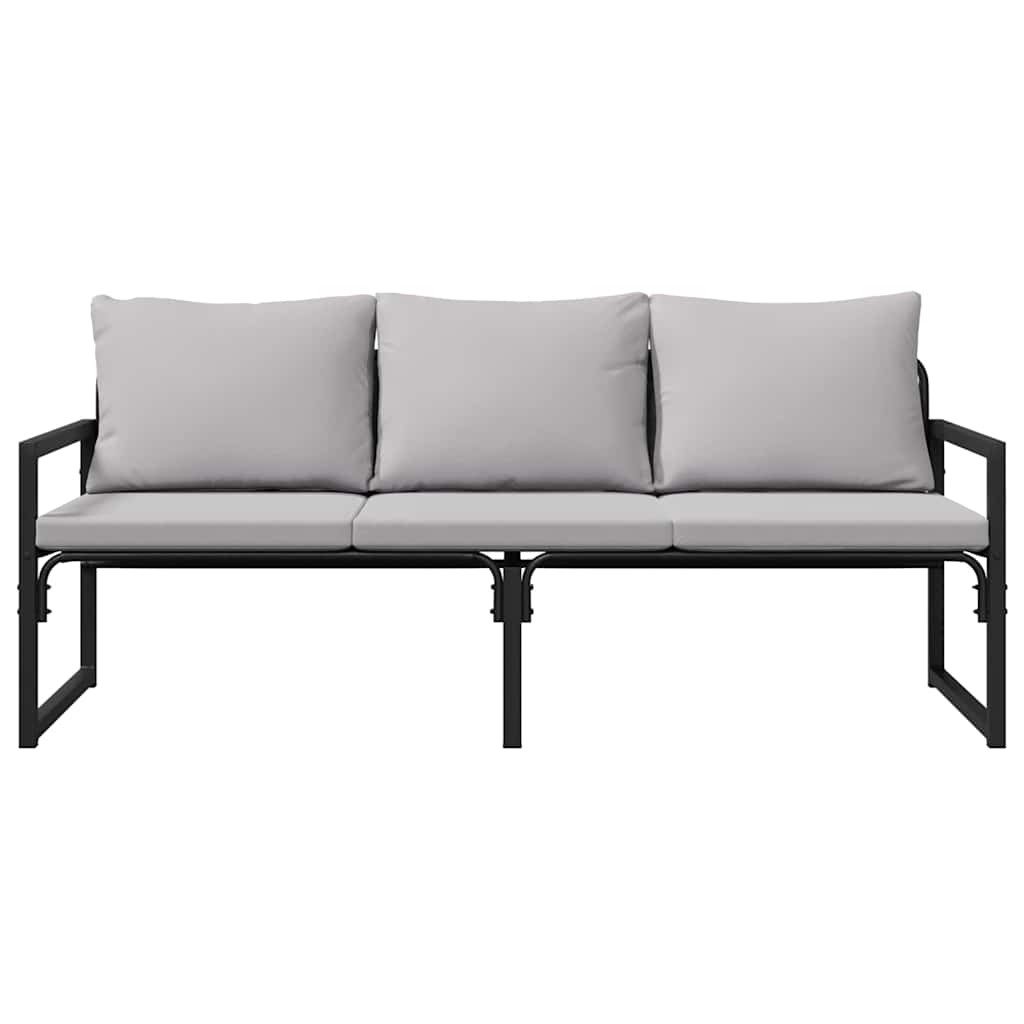 Garden Furniture with Cushion Black 180 x 72.5 x 71 cm Steel